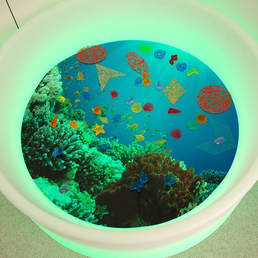 Under The Sea Sensory Play Mat Glowing on Light Table