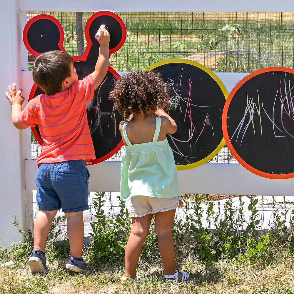 Kids Engaging with Outdoor Chalkboard