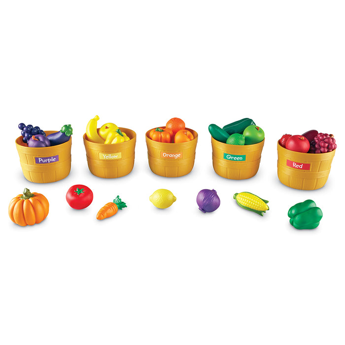 Farmers Market Color Sorting Set - 25 Colorful Fruits & Veggies with 5 ...
