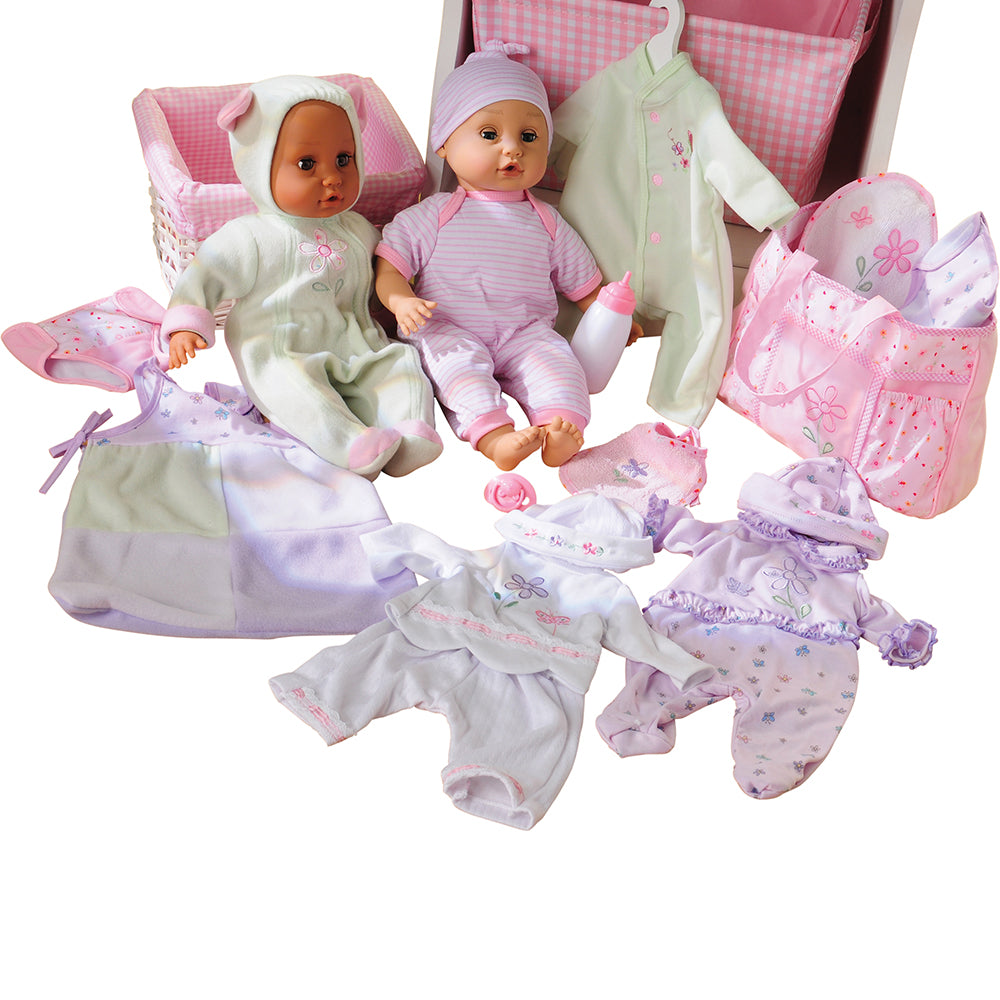 Light Skin & Dark Skin 16" Baby Dolls with Outfits & Accessories