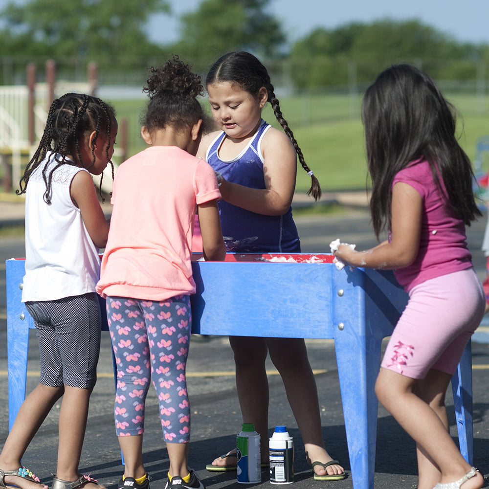 Shaving Cream Fun At An outdoor Sensory Table