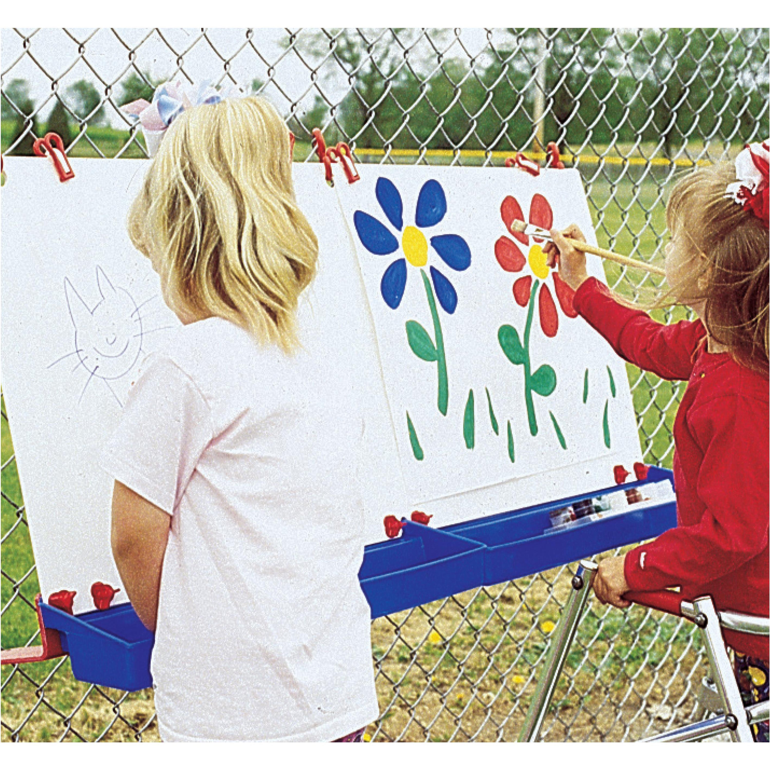 Outdoor Fence Double Easel | Weather-Resistant with Paint Trays & Clips