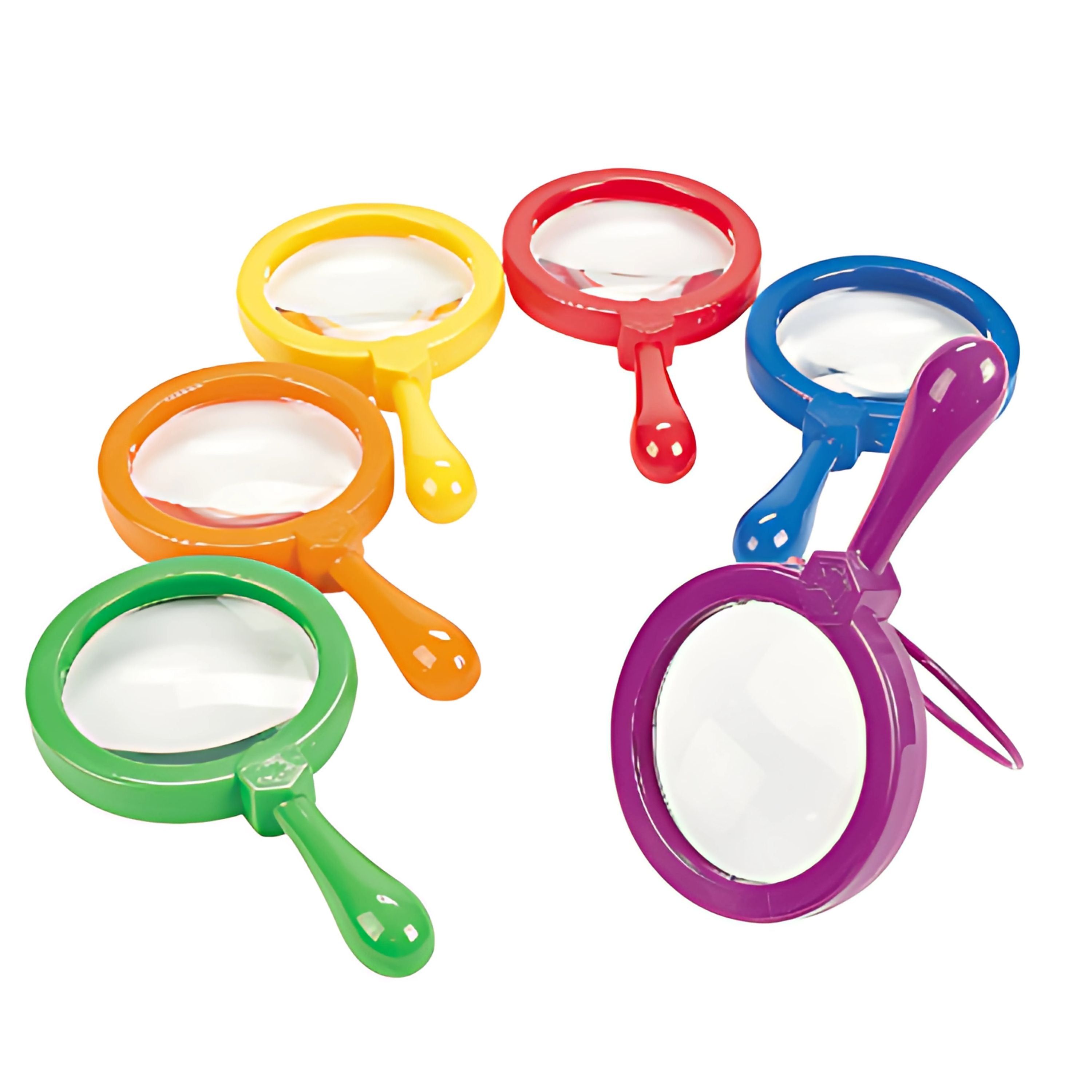 E-Z View Magnifiers with Stand – Set of 6 Rainbow Handheld or Hands-Free Magnifying Glasses, 4.5x Magnification, Special Needs & STEM Learning