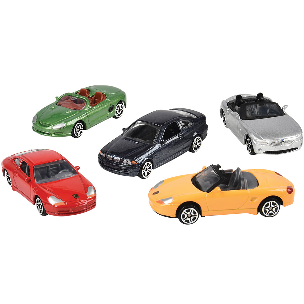 Close-up of 5 Die-Cast Cars