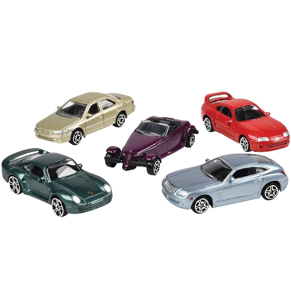 Close-up of 5 Die-Cast Cars