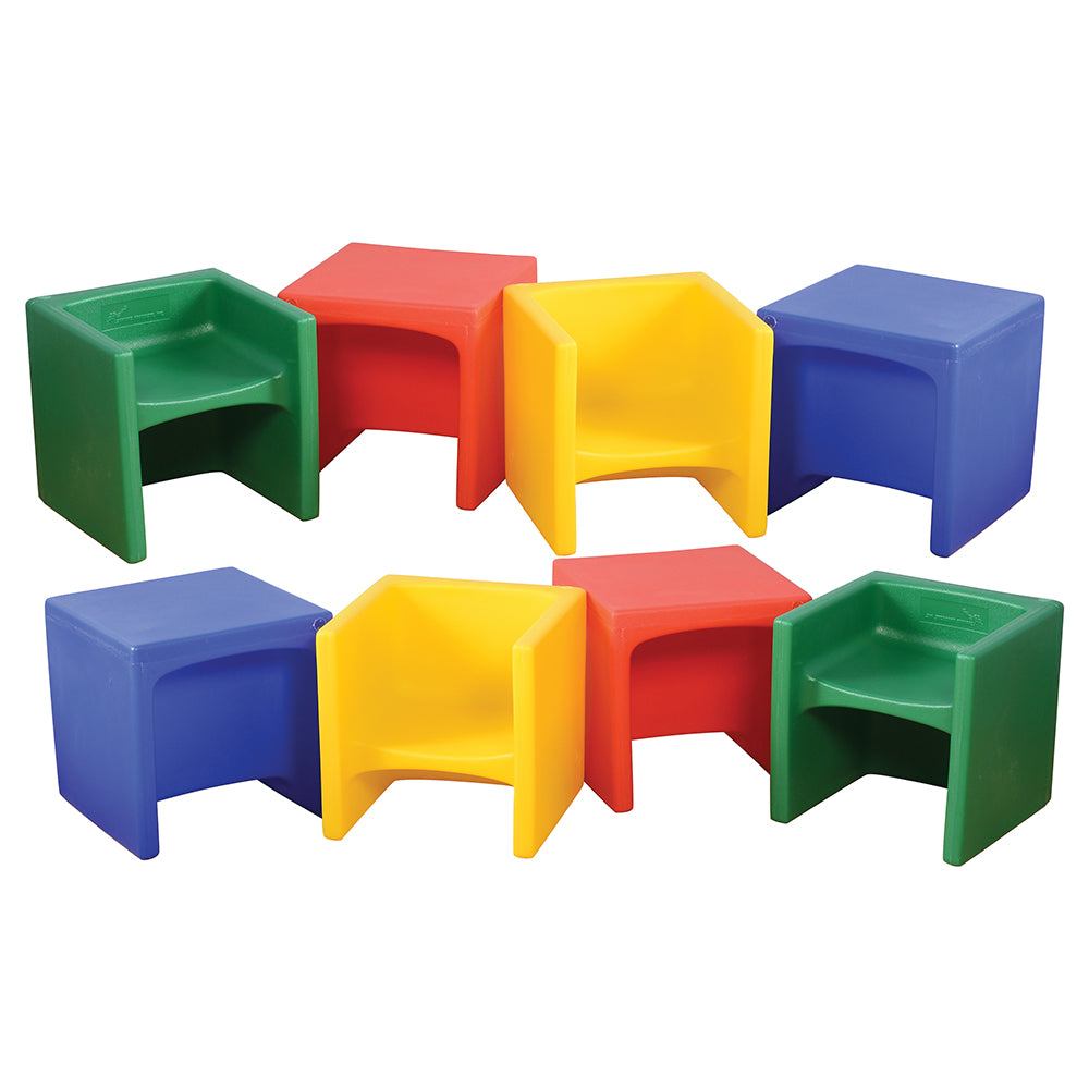 3-in-1 Cube Chairs Set | 8 Pieces in Primary Colors