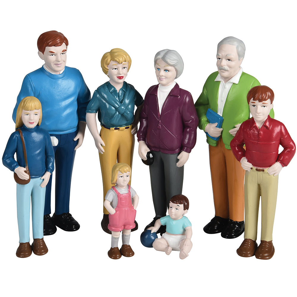 Caucasian Pretend Play Family Figures | Set of 8