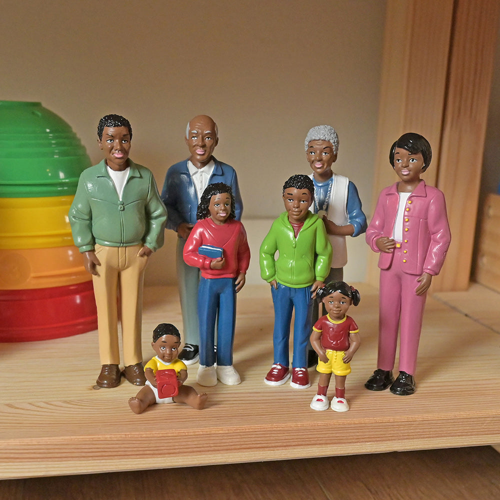 African American Pretend Play Vinyl Family Figurines in the Classroom