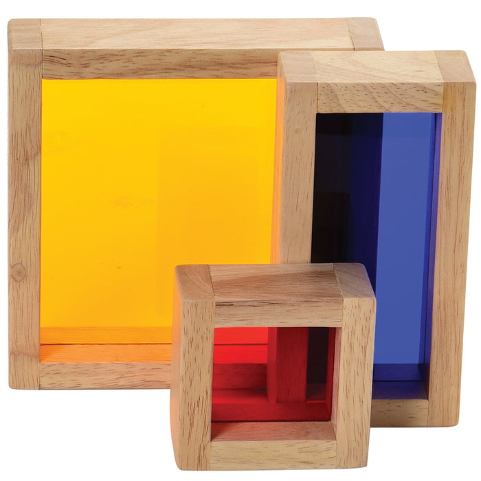 Vibrant Transparent Wooden Building Blocks for Creative Play