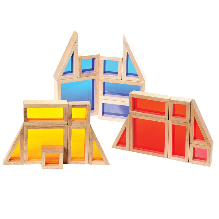 Vibrant Transparent Wooden Building Blocks for Creative Play