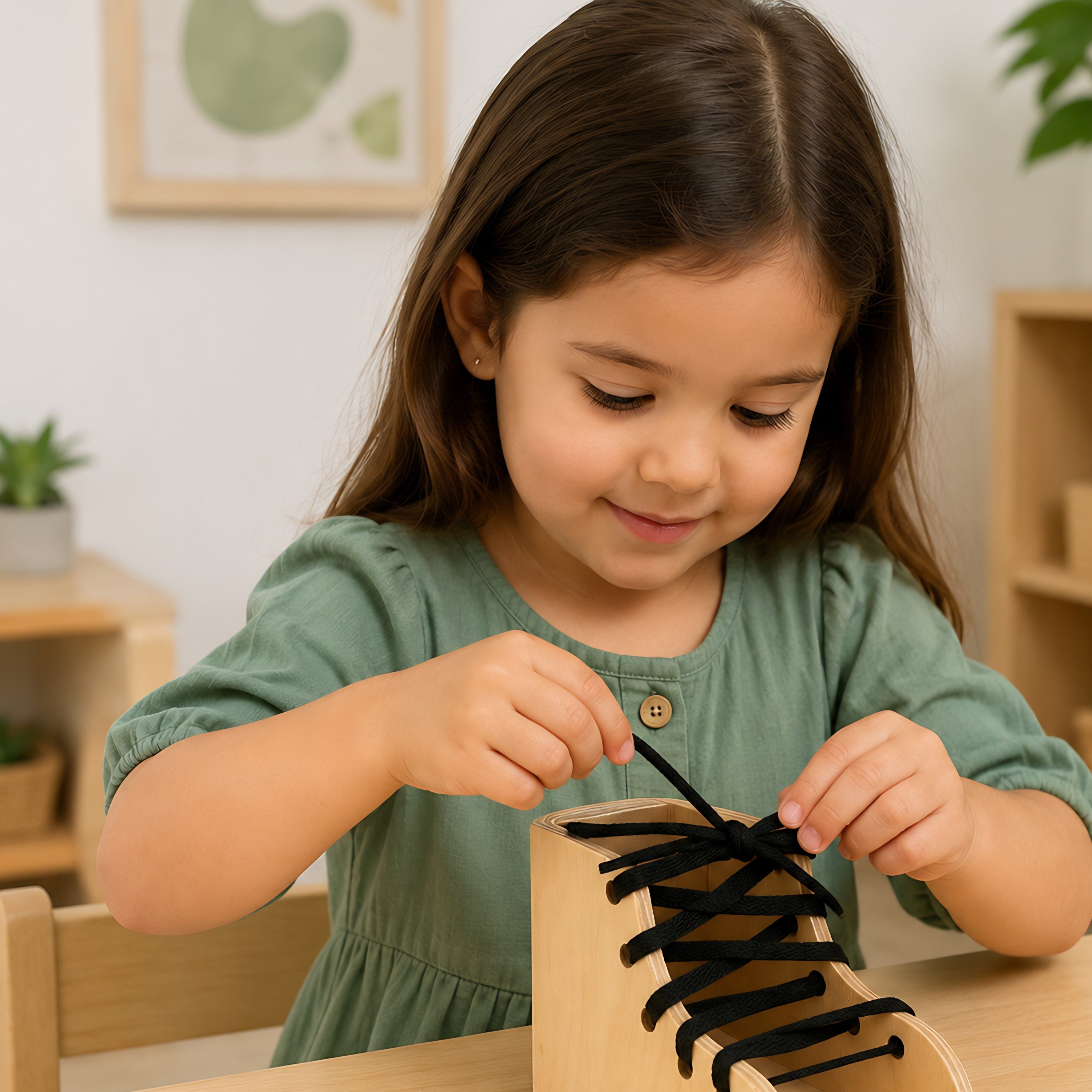 Montessori Wooden Lacing Boot