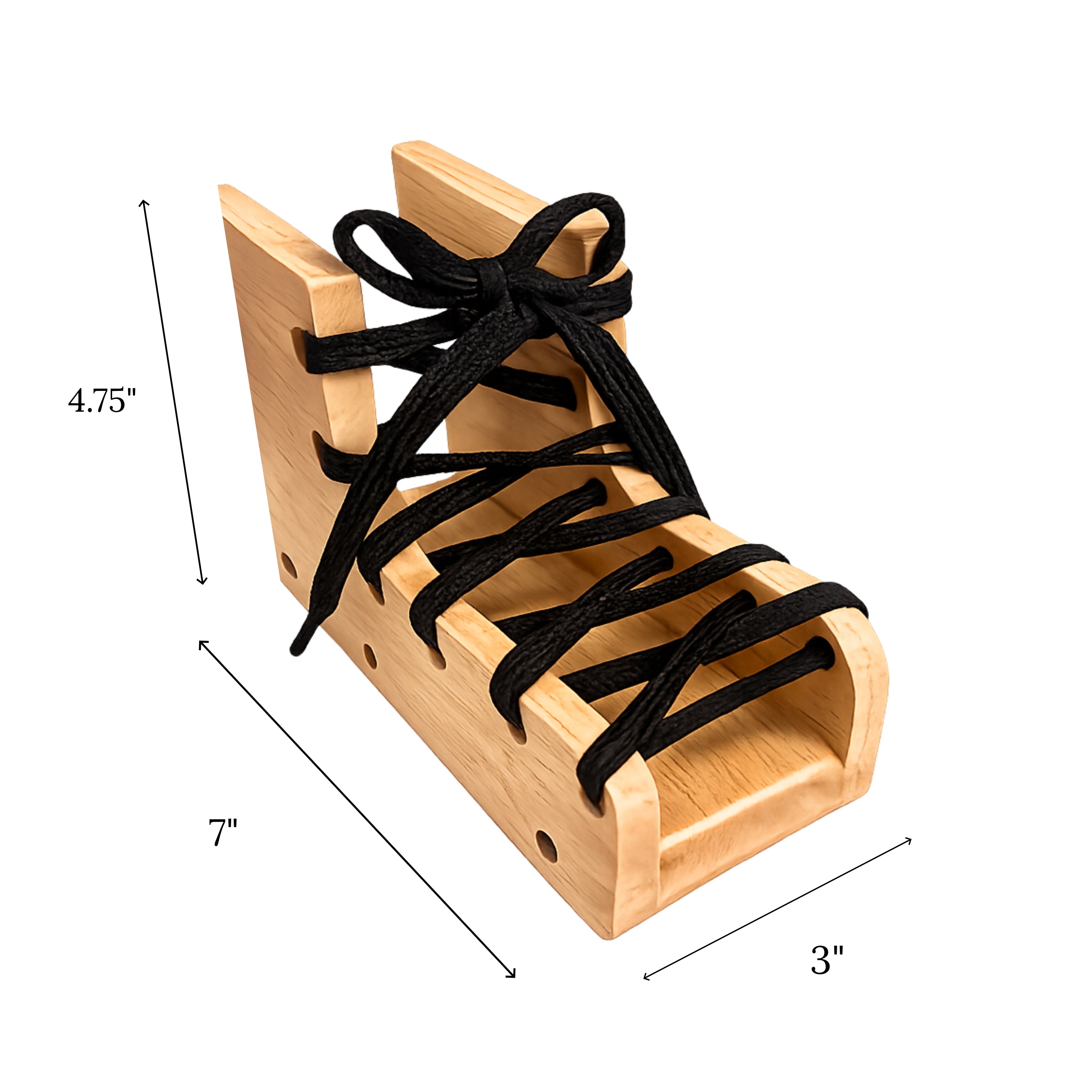 Montessori Dramatic Play Accessory Bundle | Pretend Play Hardwood Iron, Doll Bed & Lacing Boot
