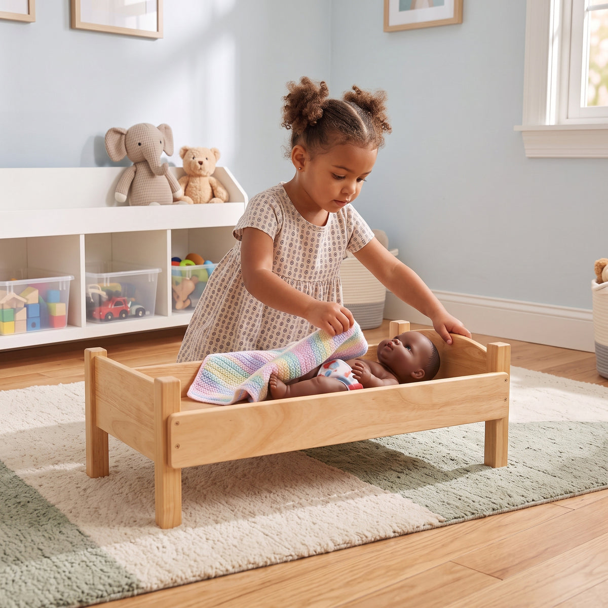 Montessori Solid Hardwood Baby Doll Bed