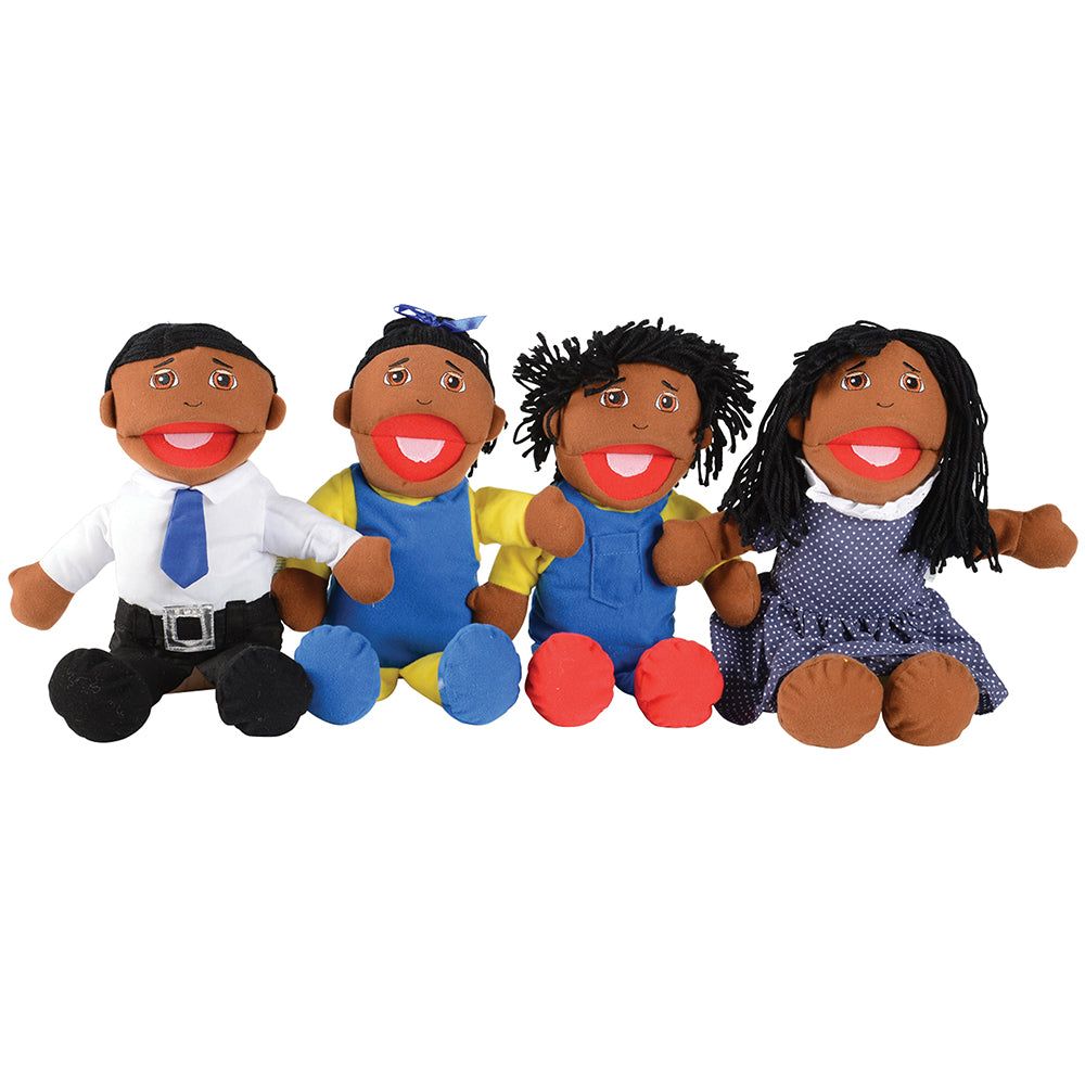 African American Family Puppet 4-Piece Set