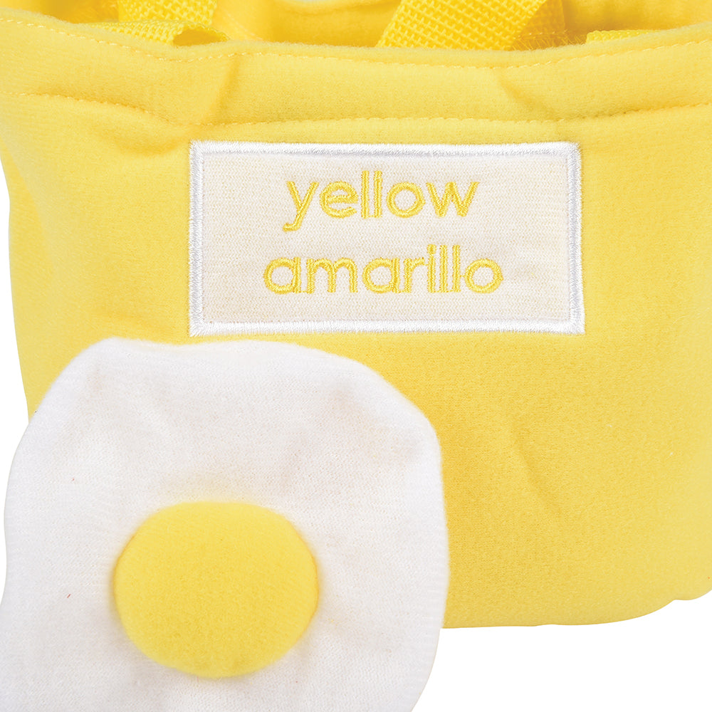 Close up of Yellow Sorting Bag with Matching Food