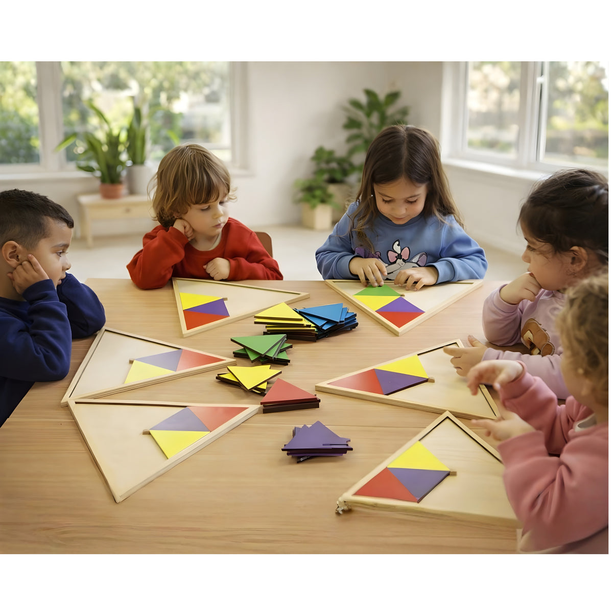 Montessori Tryangle Game | Wooden Triangle Pattern Blocks for Geometry ...