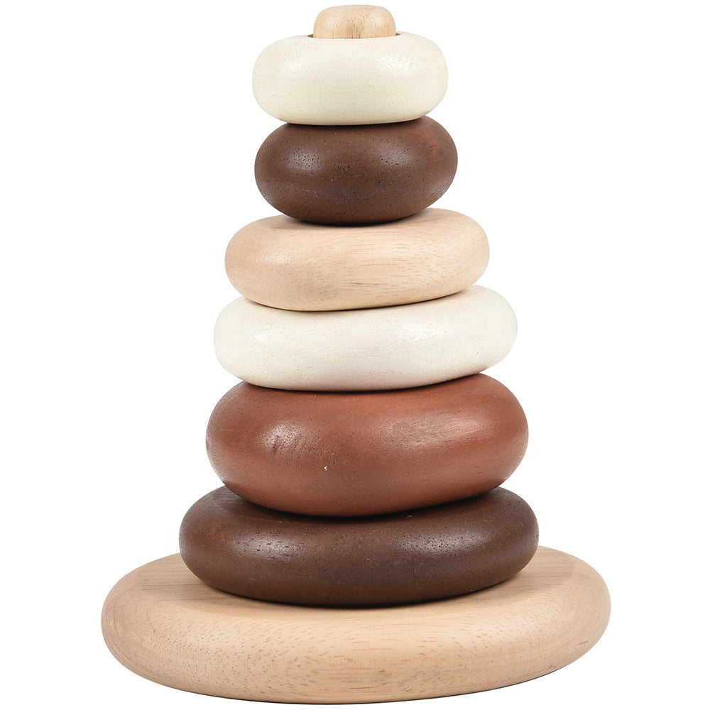 Eco-Friendly Wooden Stacking Pebbles | 7-Piece Natural Sequencing Toy