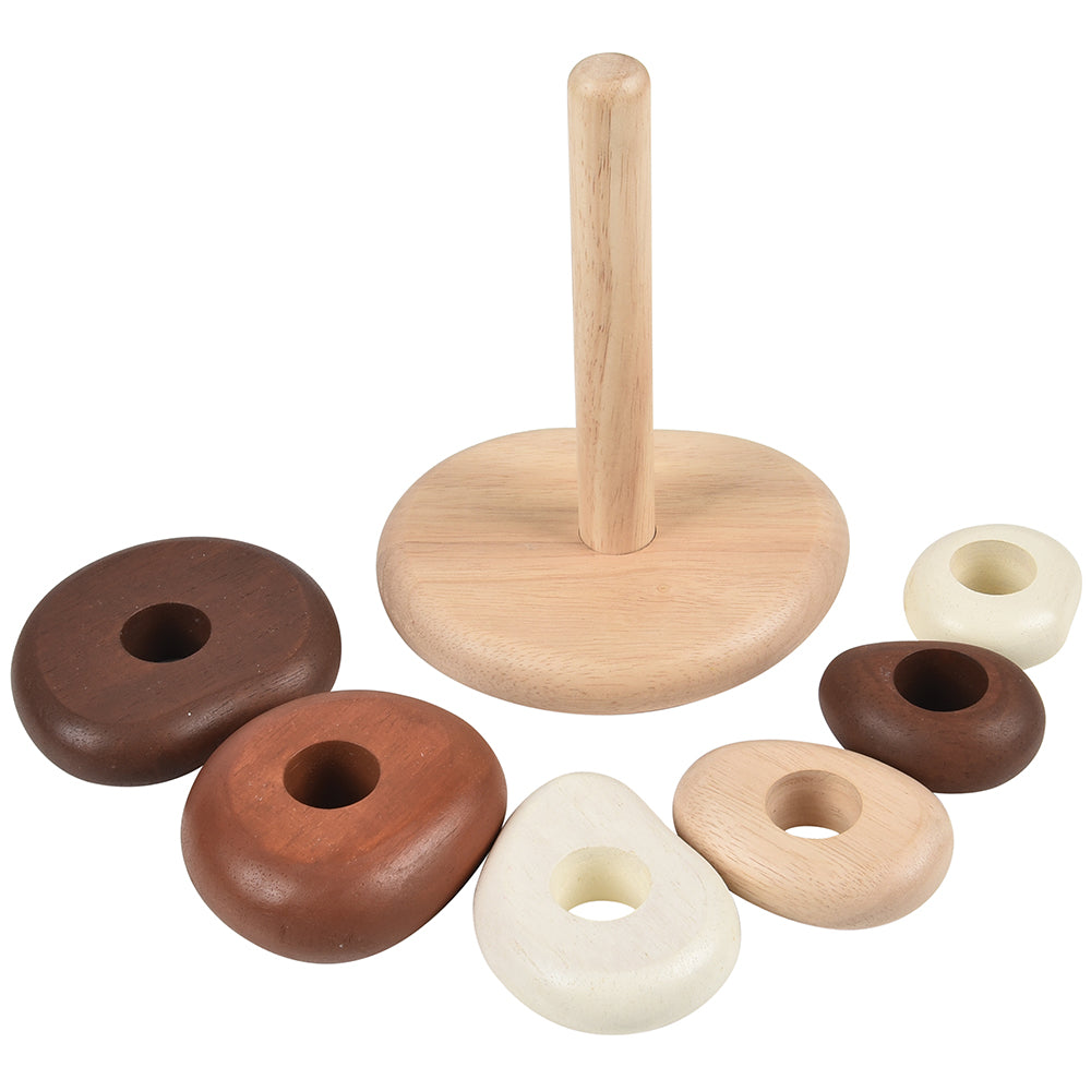 Eco-Friendly Wooden Stacking Pebbles | 7-Piece Natural Sequencing Toy