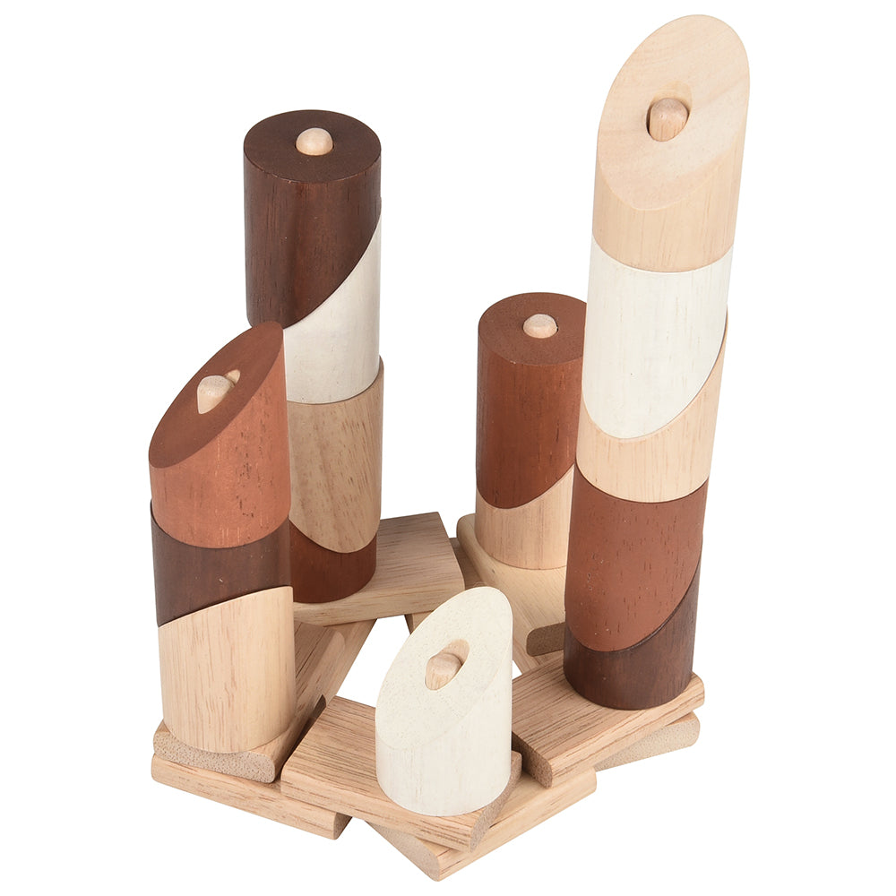Math Stack Toy Natural Geo Stacker | 20-Piece Wooden Math Skill Building Toy for Ages ...