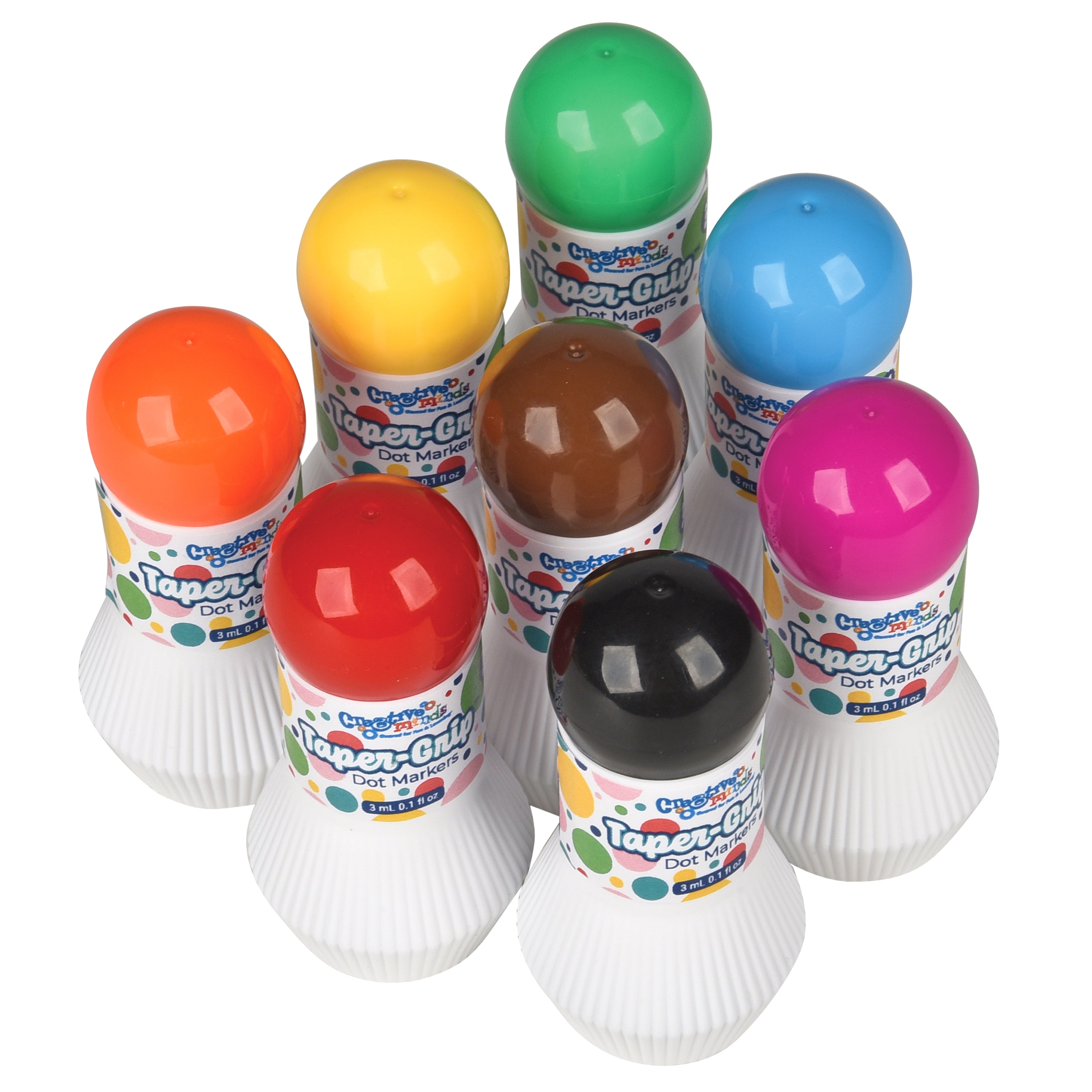 Set of colorful dot markers on a white background