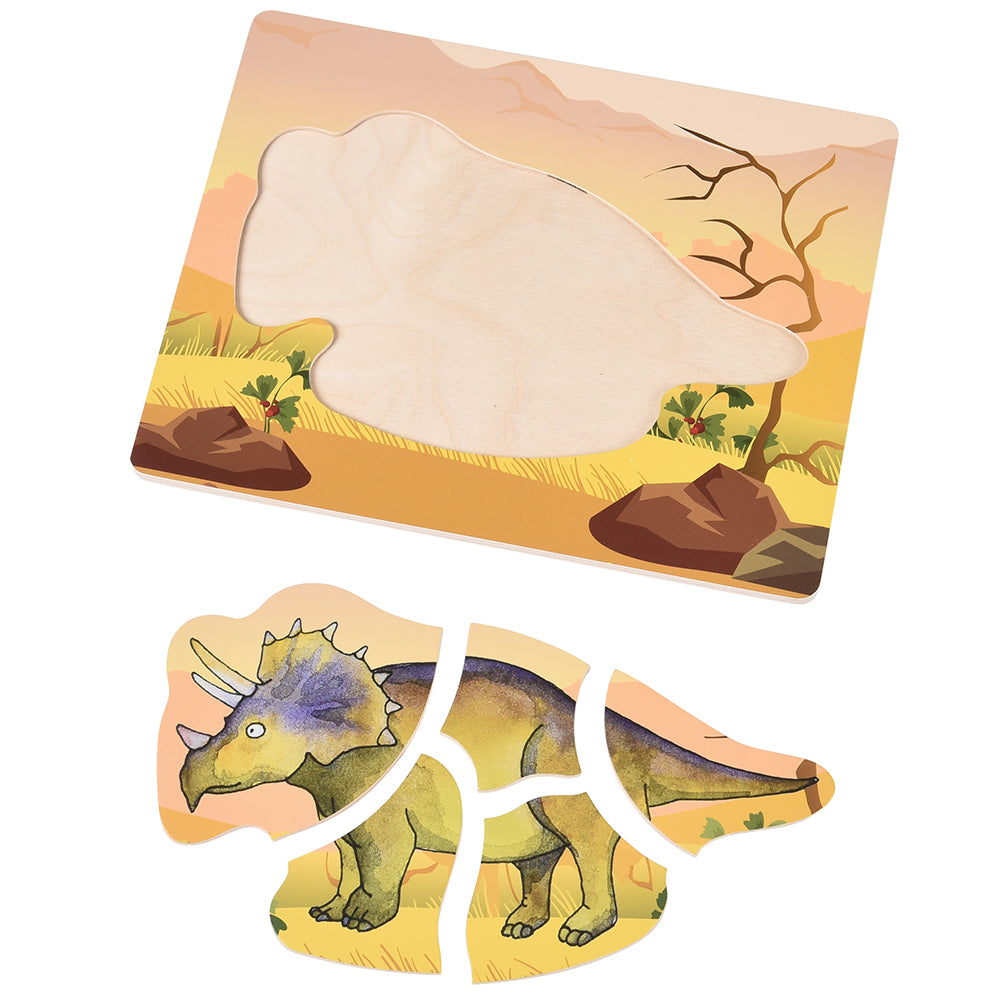 Triceratops Wooden Puzzle with all 5 Pieces Removed