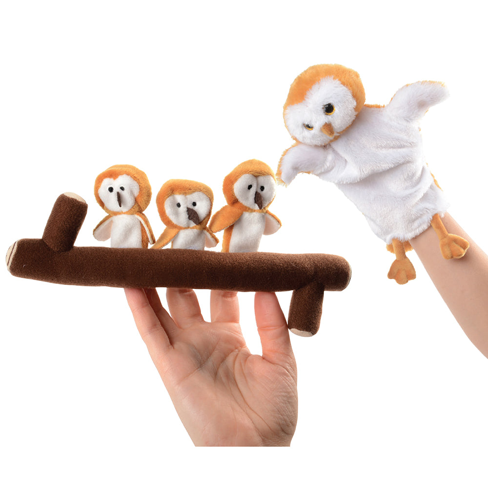 Owl Babies Storytelling Puppets Set with Branch | 5-Piece Finger & Hand Puppets