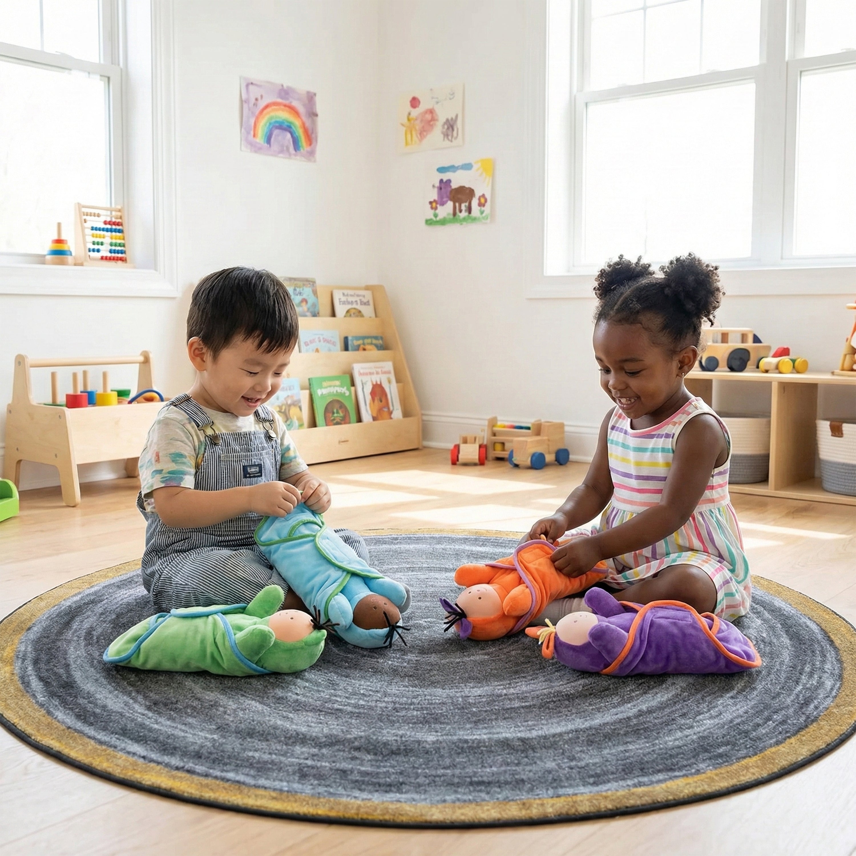 Circle Time Swaddle Babies Set | 4 Soft Baby Dolls with Matching Blankets