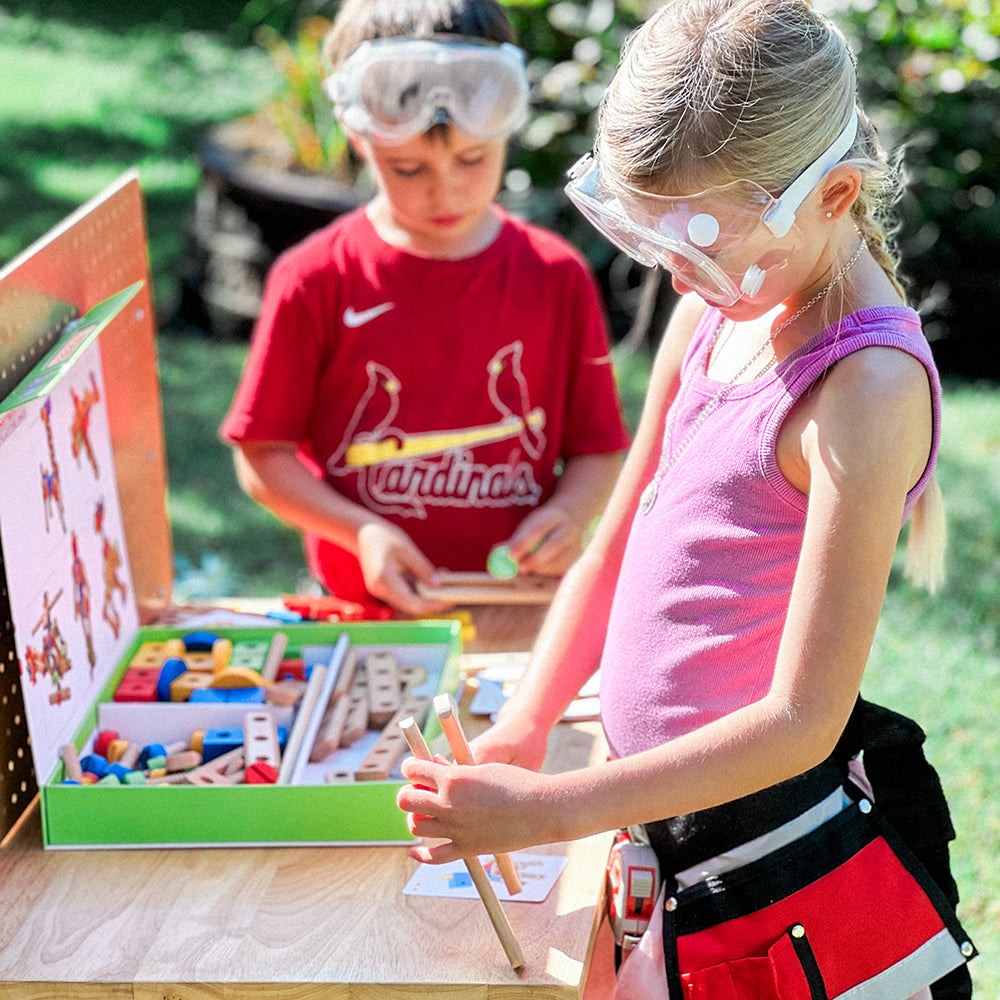 Kids Exploring Wooden Nut & Bolt Builder