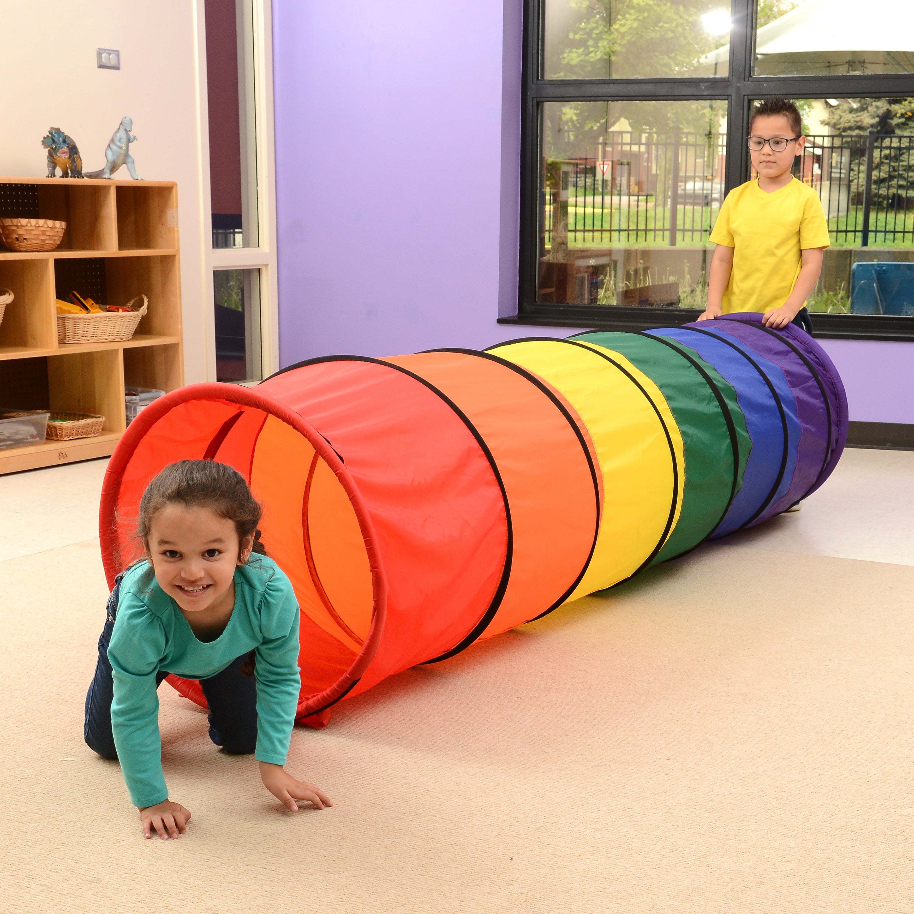 8-Foot Rainbow Crawl Tunnel for Kids | Indoor/Outdoor Play Tunnel with Steel Frame