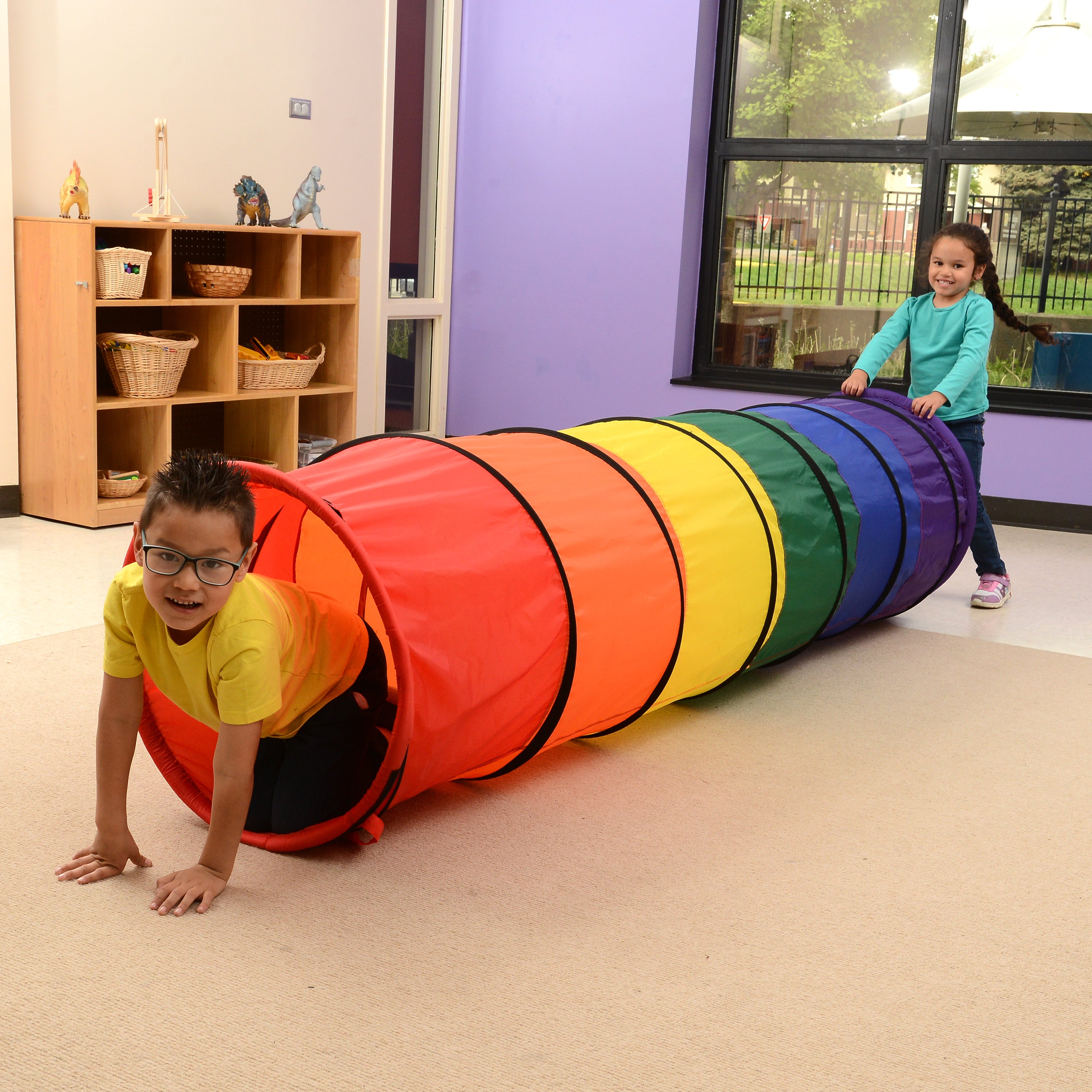 8-Foot Rainbow Crawl Tunnel for Kids | Indoor/Outdoor Play Tunnel with Steel Frame
