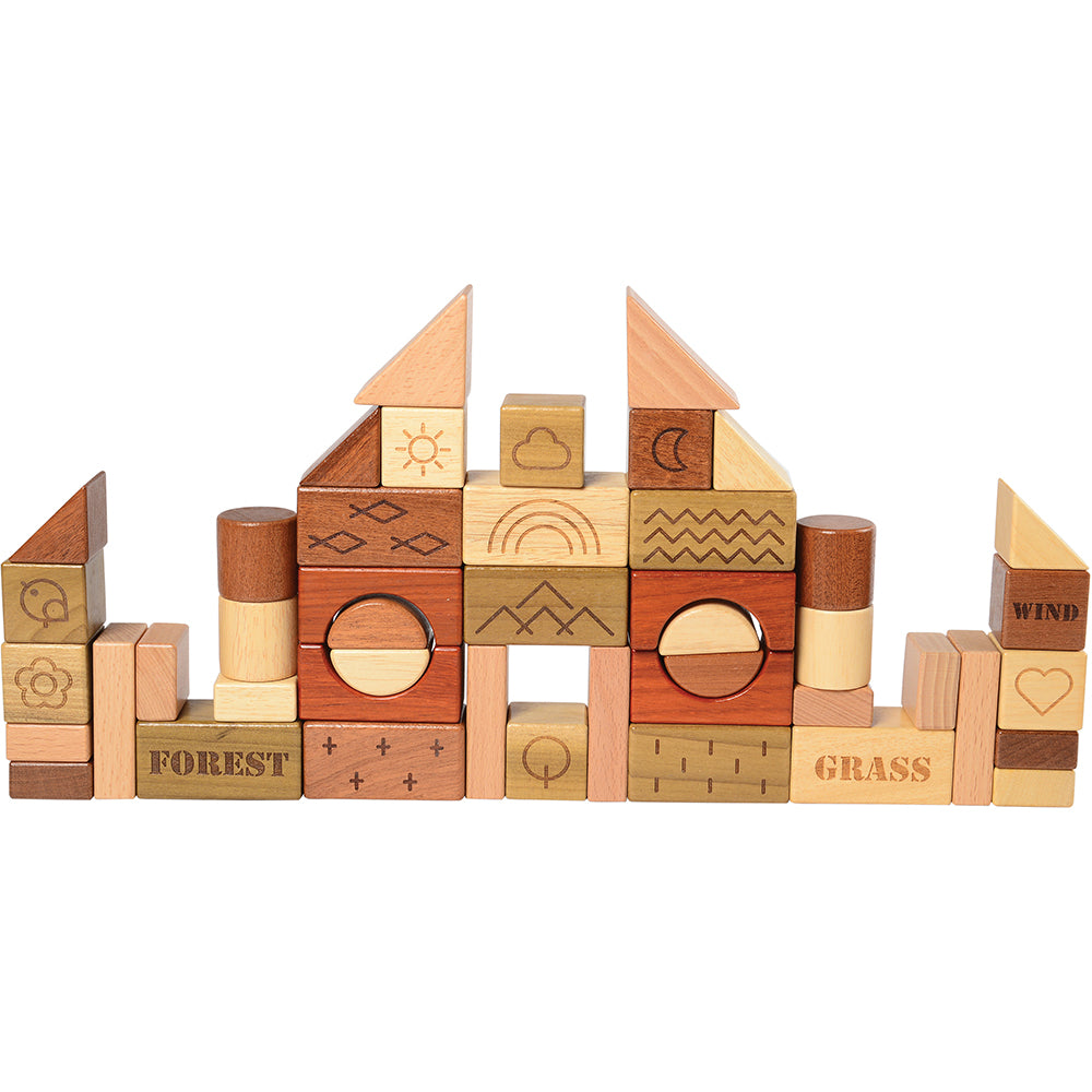 46-Piece Earth, Wind, and Water Nature-Themed Wooden Block Set