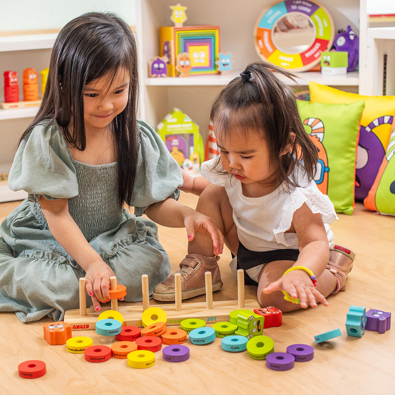Emotions Stacking Rings | Wooden Feelings & Color Recognition Toy for ...