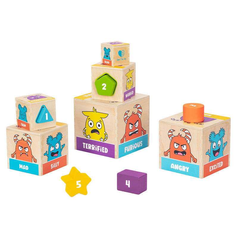 Wooden Emotion Blocks | Durable Nesting Tower with 20 Feelings ...