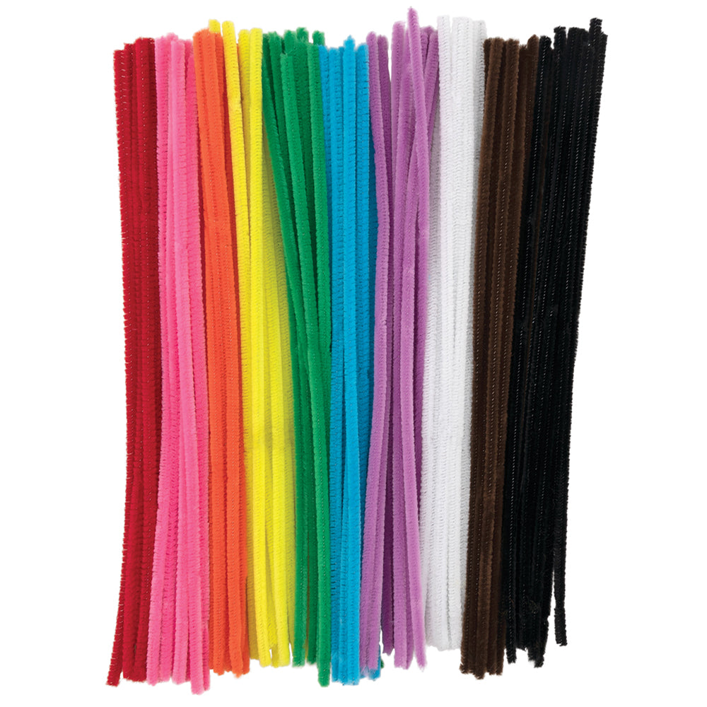 Jumbo Pipe Cleaners for Crafts | 12" x 6mm Assorted Colors, 100-Pack Stems