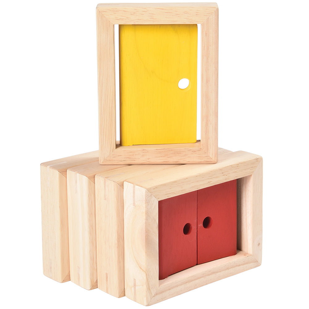 Yellow Wooden Door and Red Window Blocks