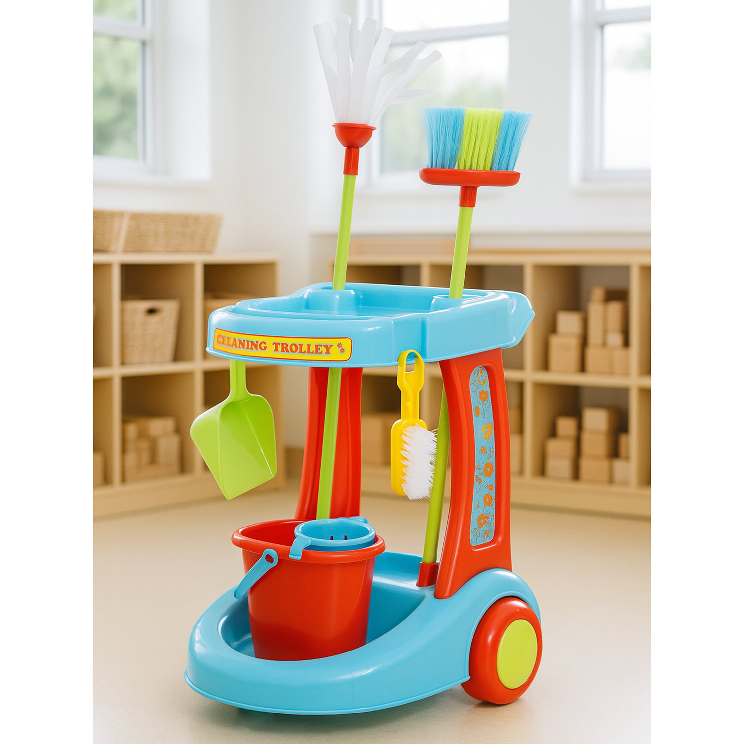 Little Helper Cleaning Set | 12-Piece Toy Kit with Motorized Vacuum & Rolling Cart