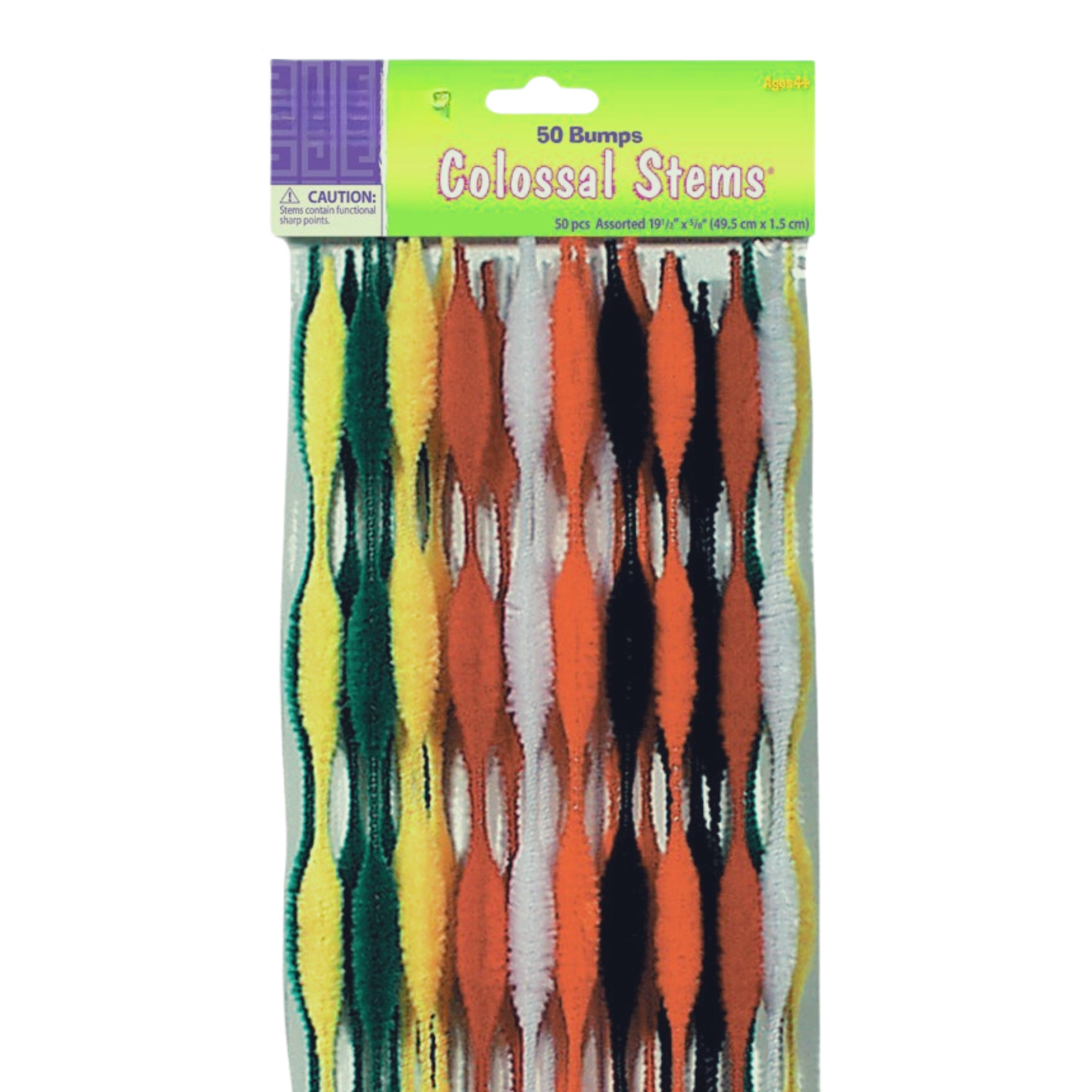 Colossal Bump Stems – Jumbo 19.5" Chenille Craft Sticks | 50-Pack in Assorted Colors
