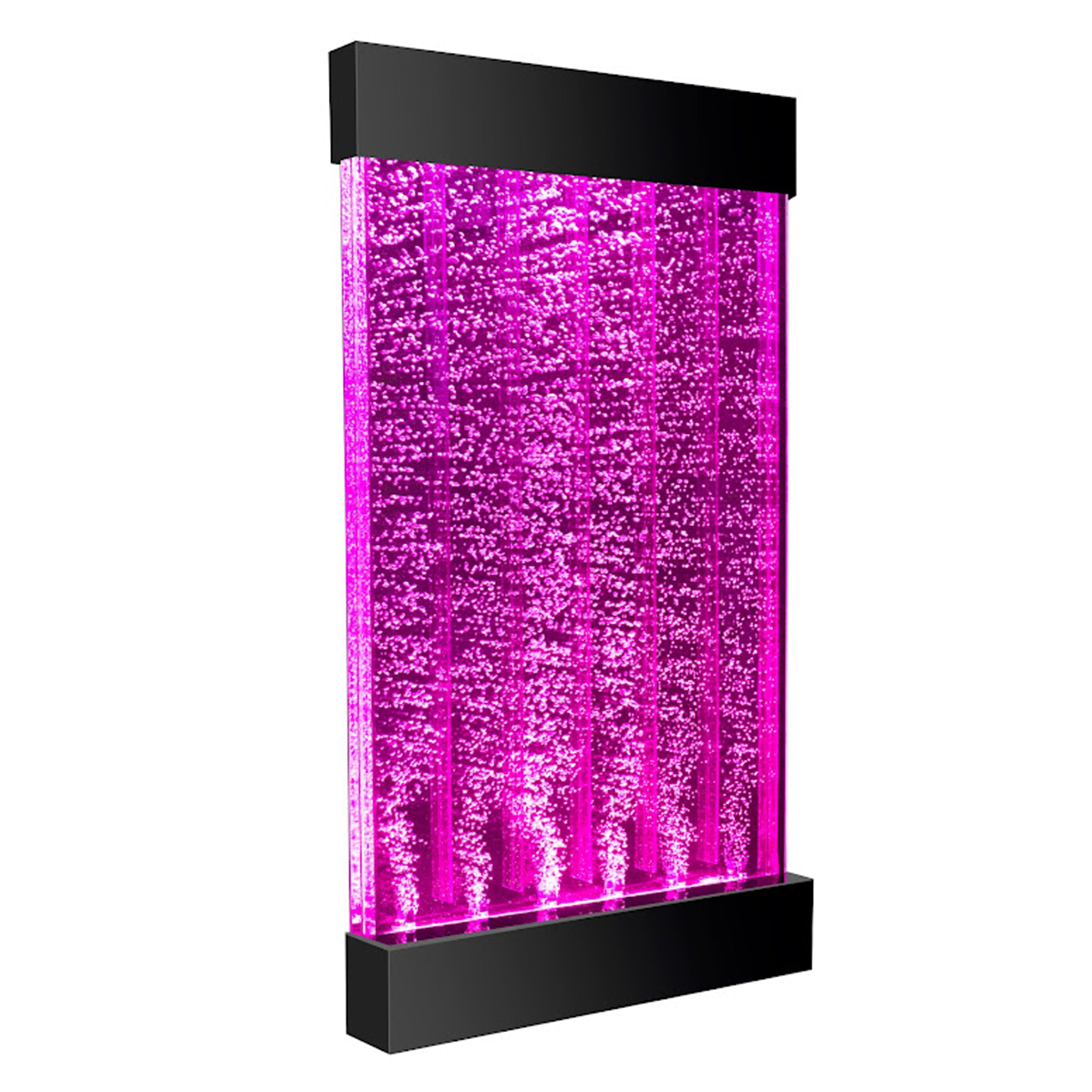 Pink LED wall panel with black frame on a white background