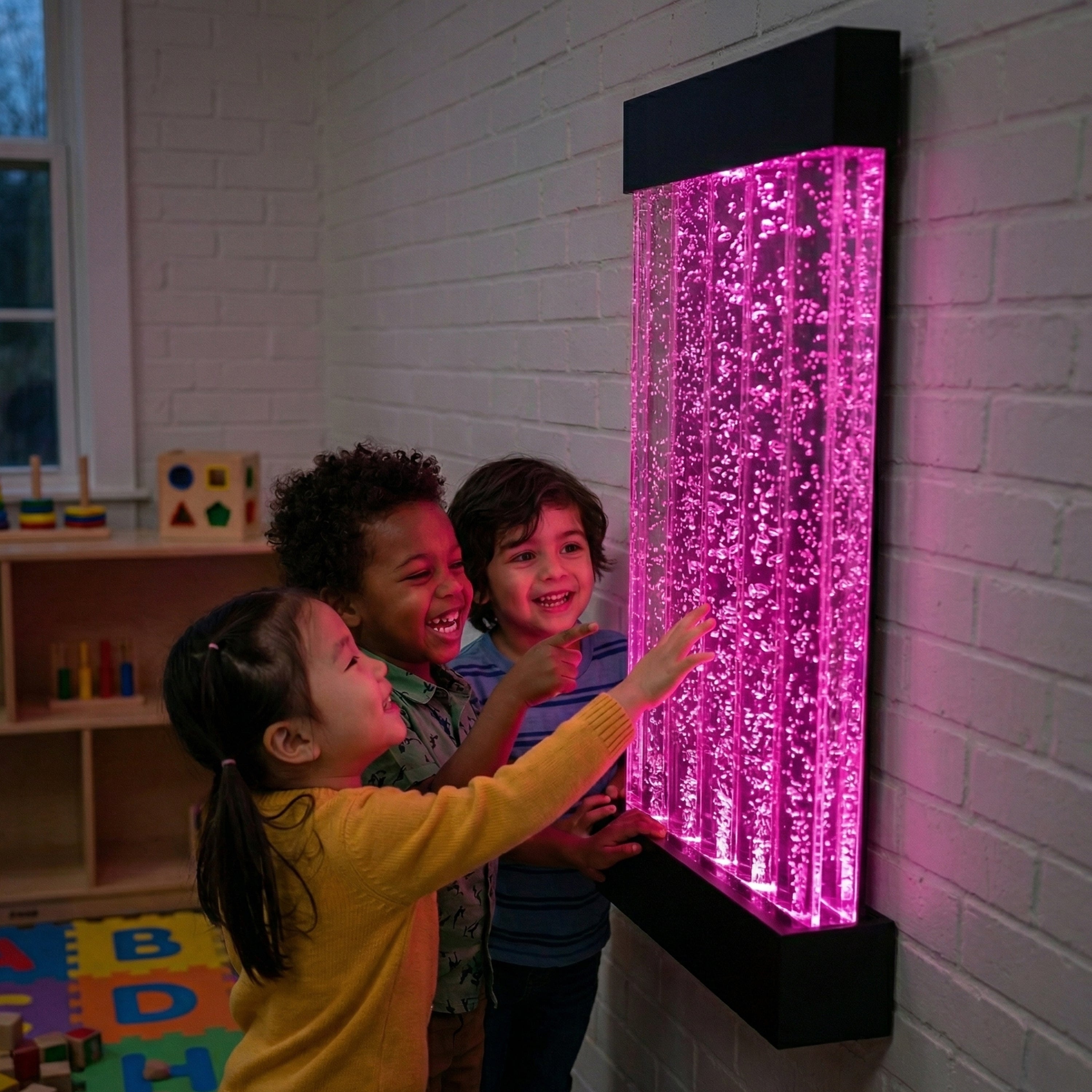 3ft Wall-Mounted Bubble Wall | Color-Changing LED Sensory Panel with Remote Control