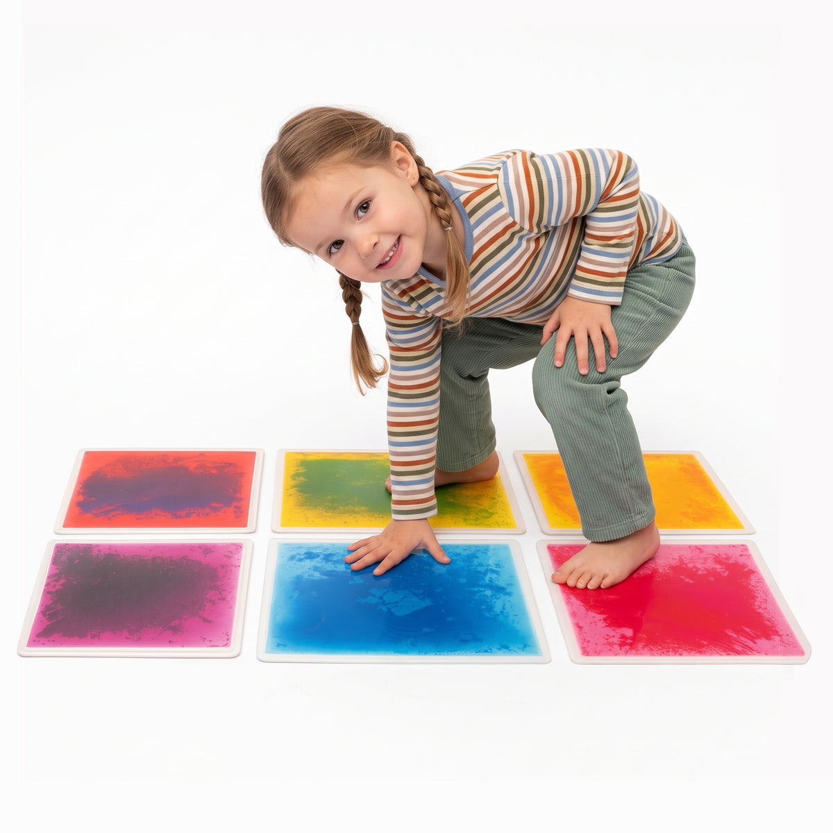 12" Classic Liquid Floor Tiles | 6-Pack Pressure-Activated Sensory Movement Mats