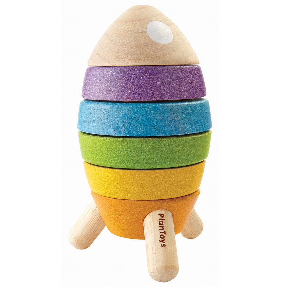 Stacking Rocket Toy for Toddlers | Colorful Wooden Learning Tool with Astronaut PLN-694