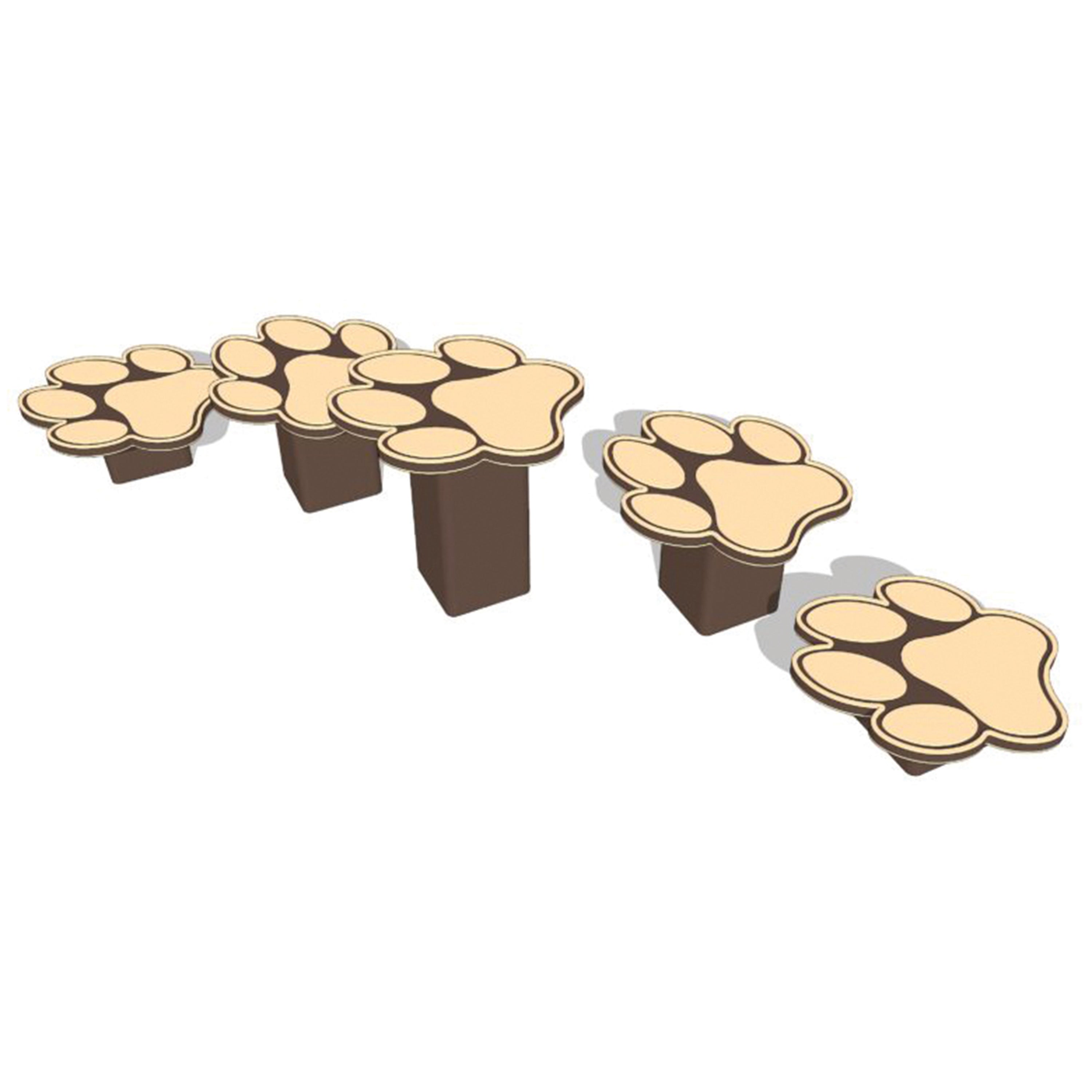 Set of paw-shaped pet steps on a white background