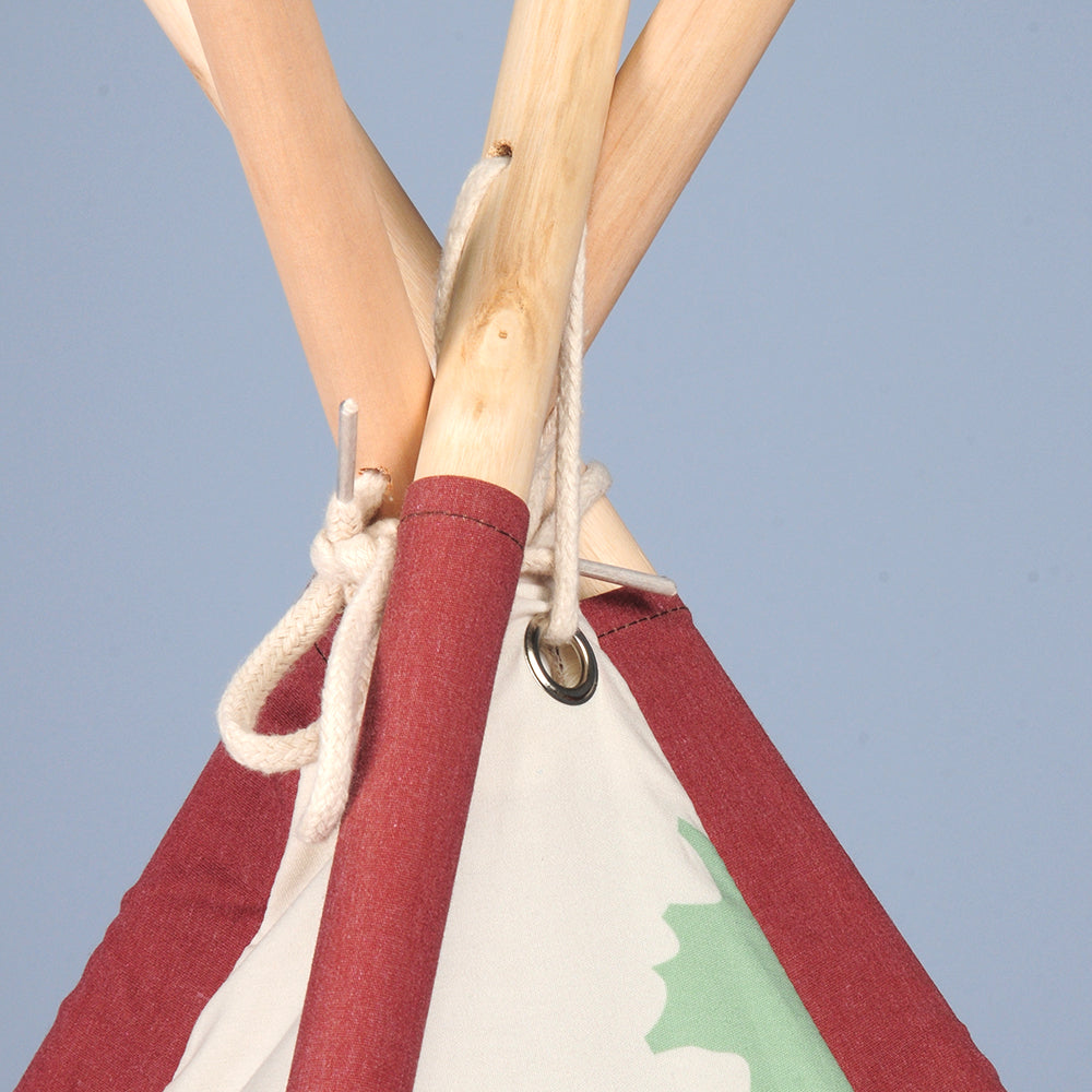 Close-up of Forest Tee Pee Construction