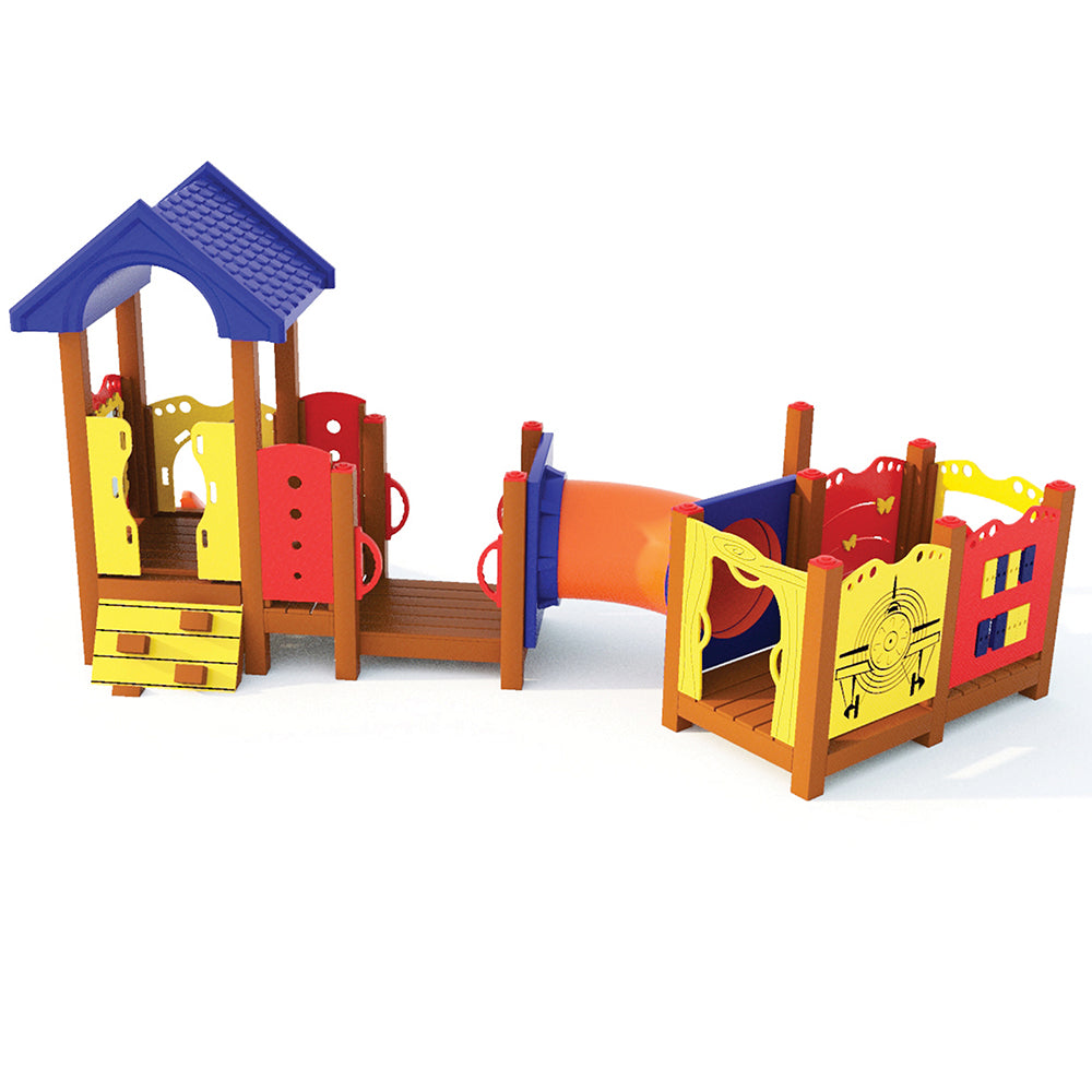 Back View of Topia System 300 Playground in Primary Colors