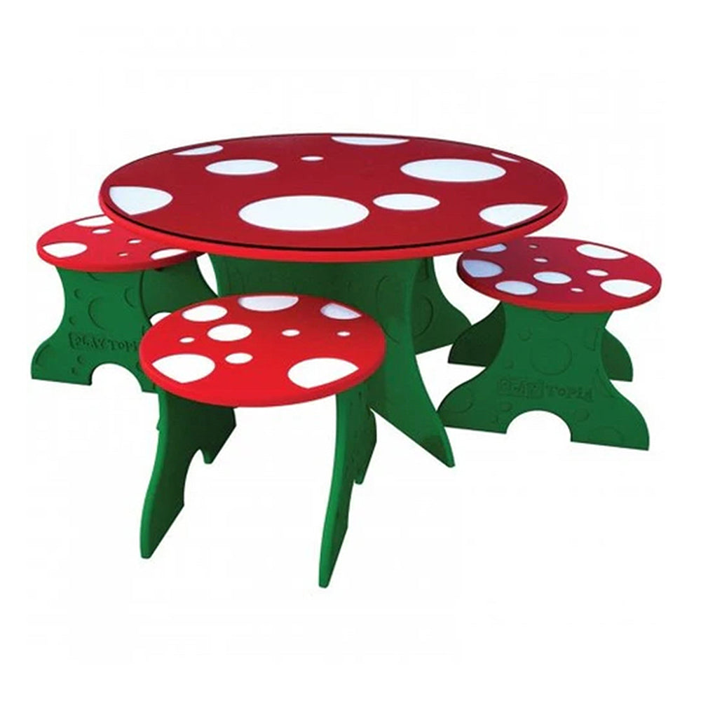 Mushroom Toddler Table & 4-Piece Stool Set | Colorful Seating for Preschool Playgrounds