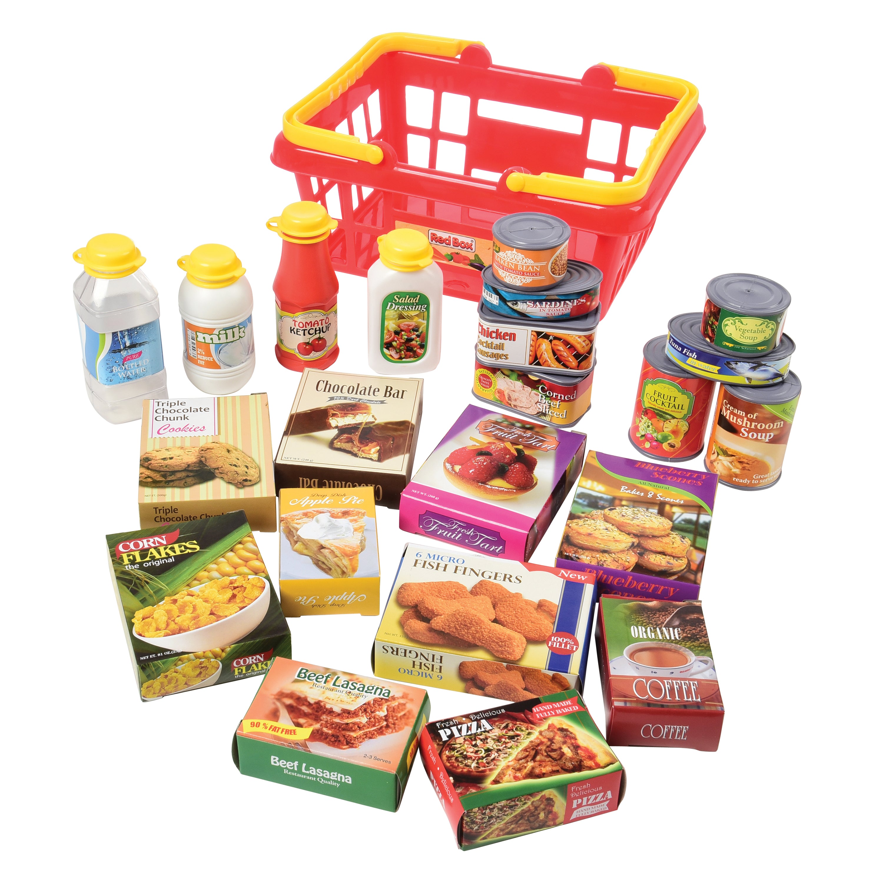 Shopping Basket with Play Food | 23-Piece Pretend Grocery Set