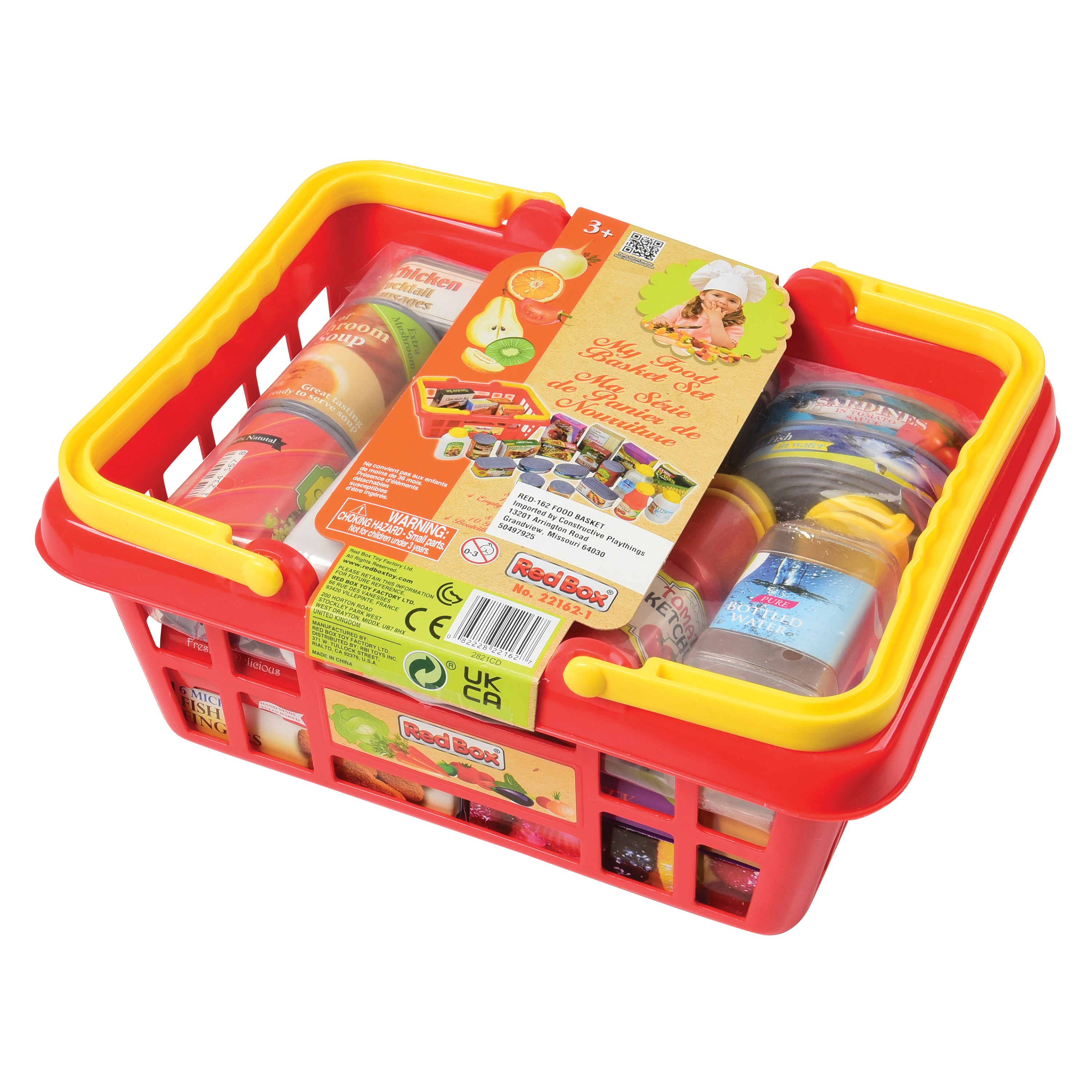 Shopping Basket with Play Food | 23-Piece Pretend Grocery Set