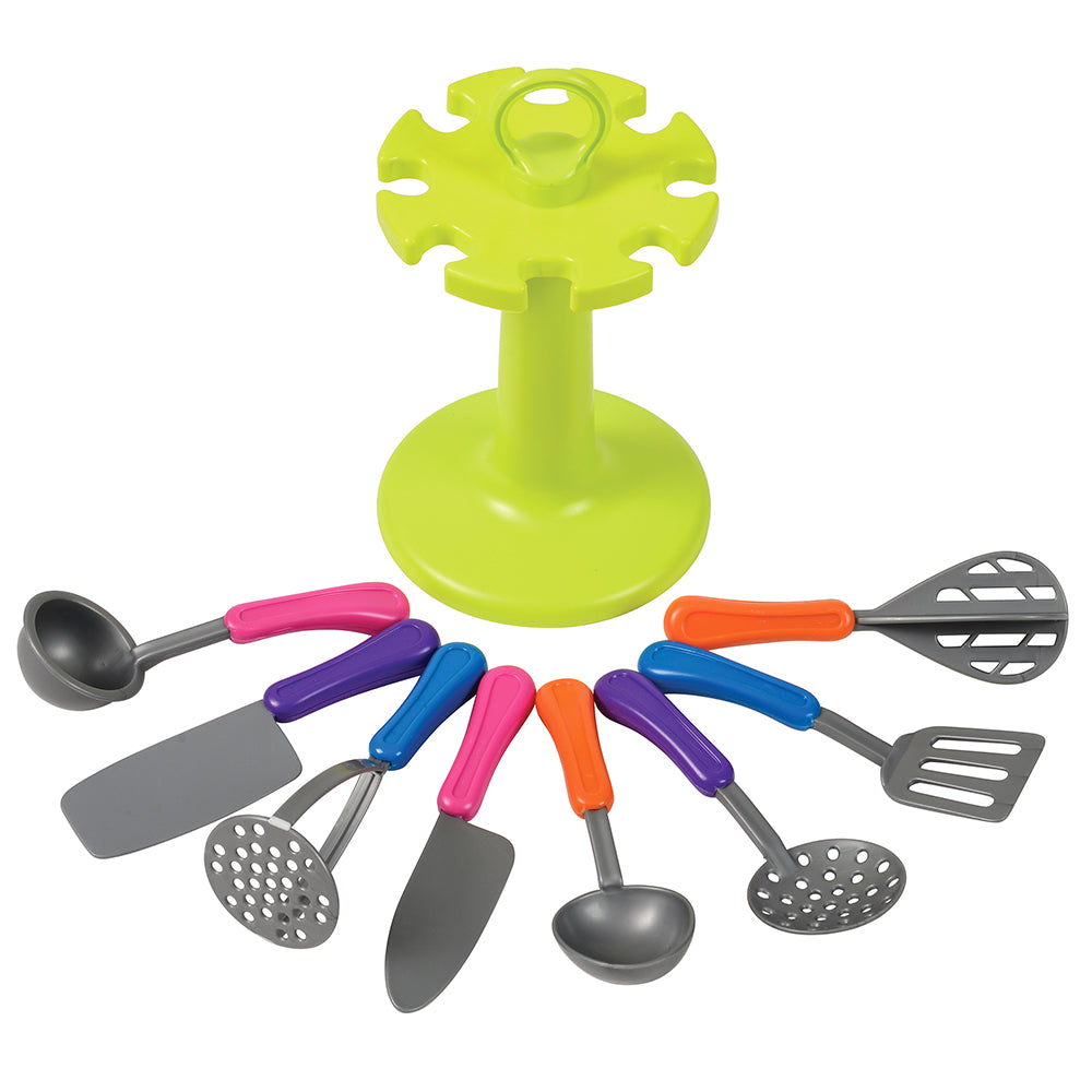 Colorful Pretend Cooking Utensils with Stand