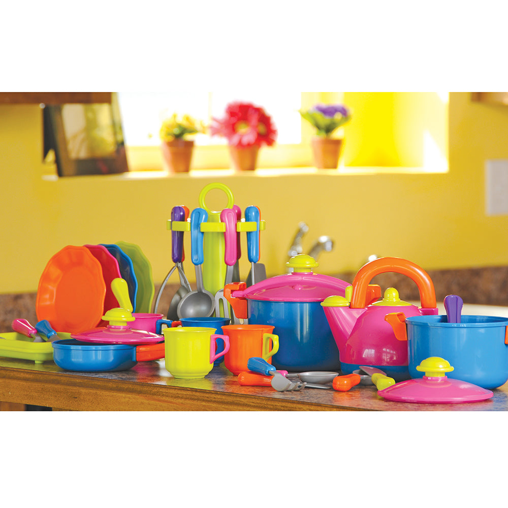 Color-Fun Cookware Set | 39-Piece Pretend Play Cooking Set