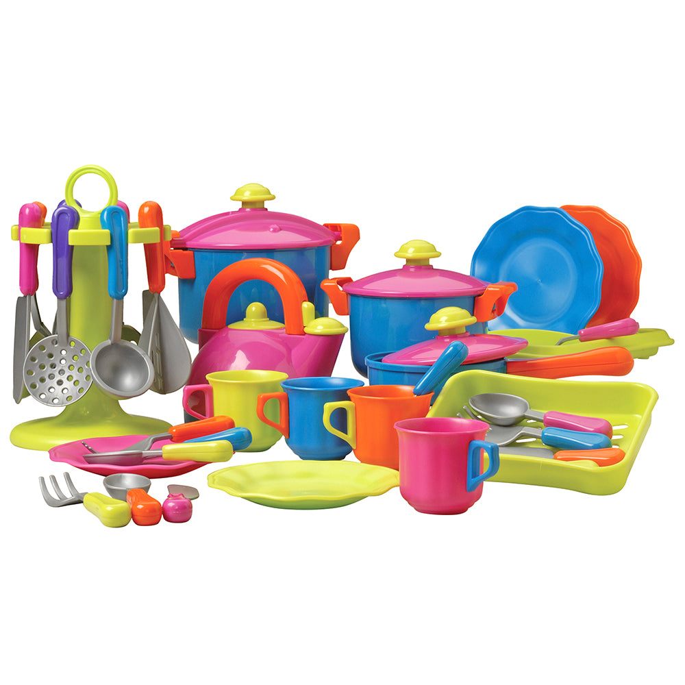 Color-Fun Cookware Set for Imaginative Play | 39-Piece Cooking and Baking Set |